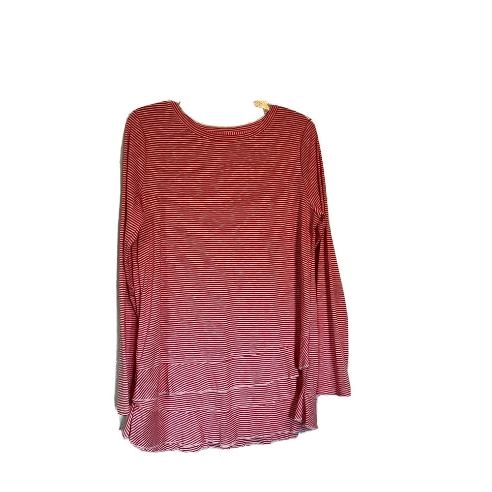womens pullover blouse size M long sleeve ruffle hem Soft Surroundings BN